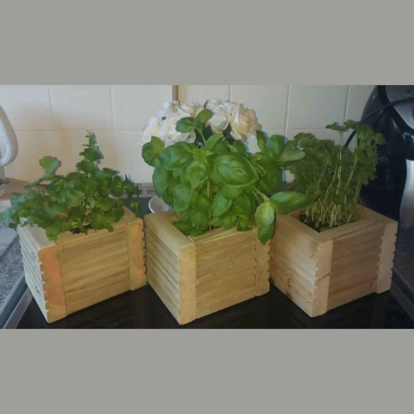 Wooden Decking herb planter boxes pack of 3 - Summer Wooden Planters