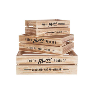 Set Of 3 Rustic Provisions Natural Crates