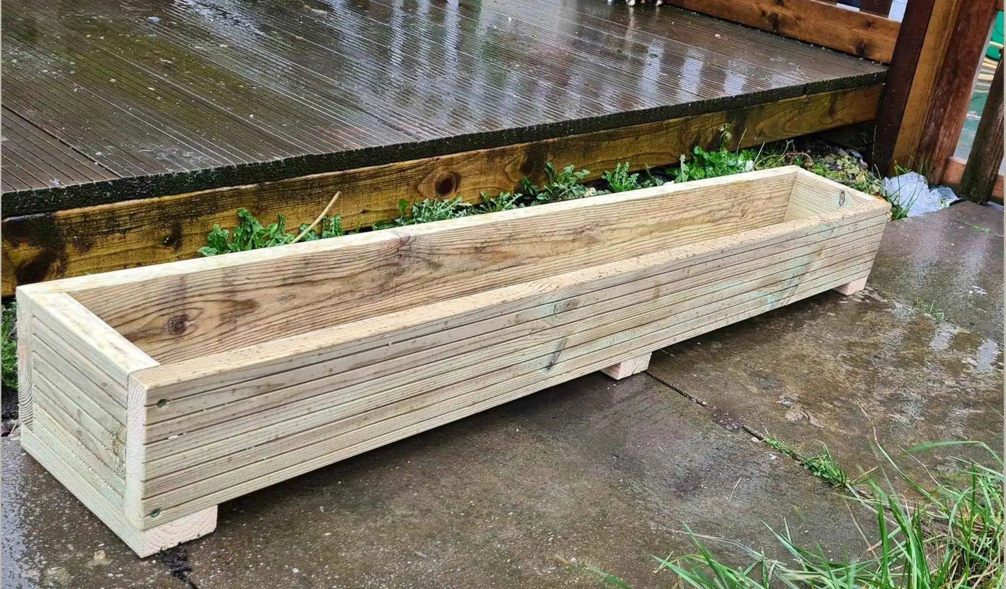 120cm long single tier wooden decking planter - Summer Wooden Planters