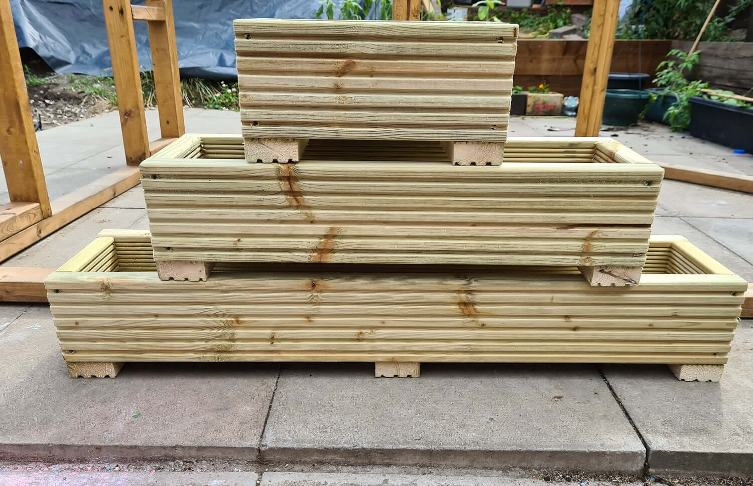 22cm Wide Wooden Decking Planters