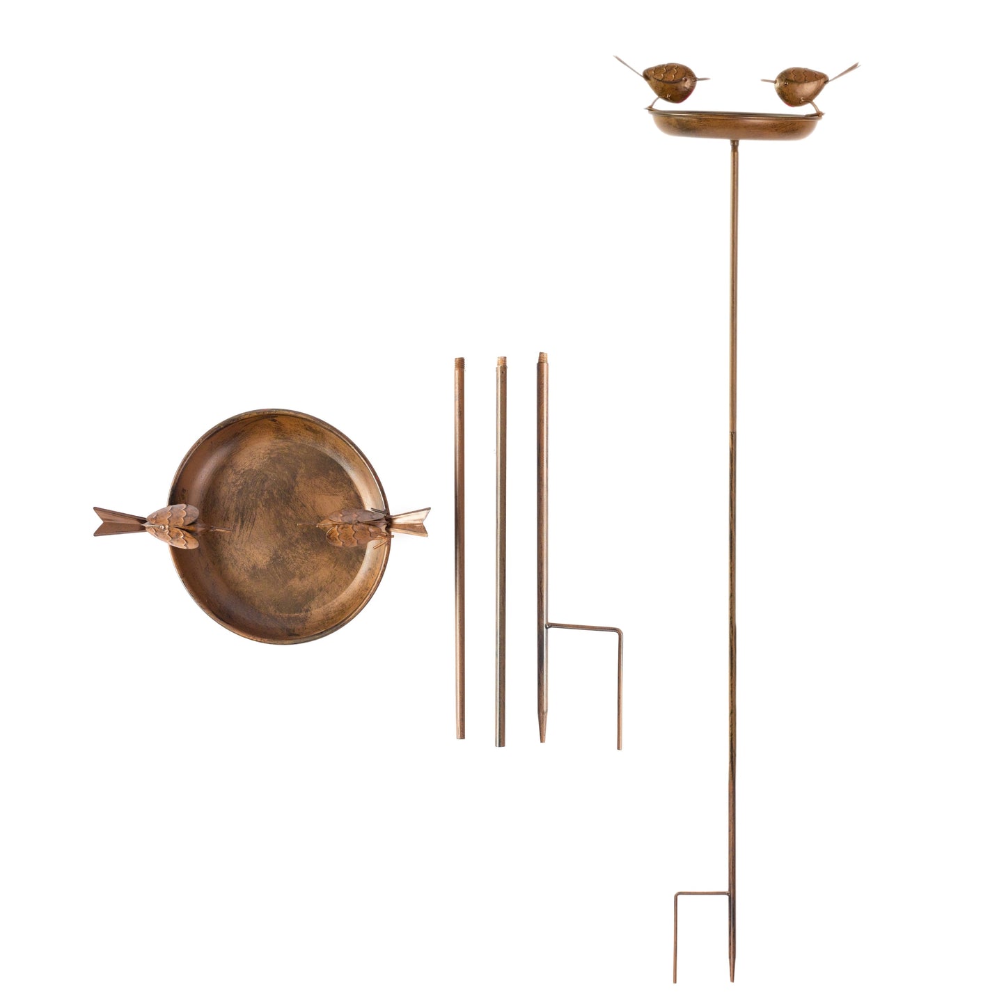 Robin Bird Bath & Feeder Stake for Garden Birds, Outdoor Wildlife & Patio Decor