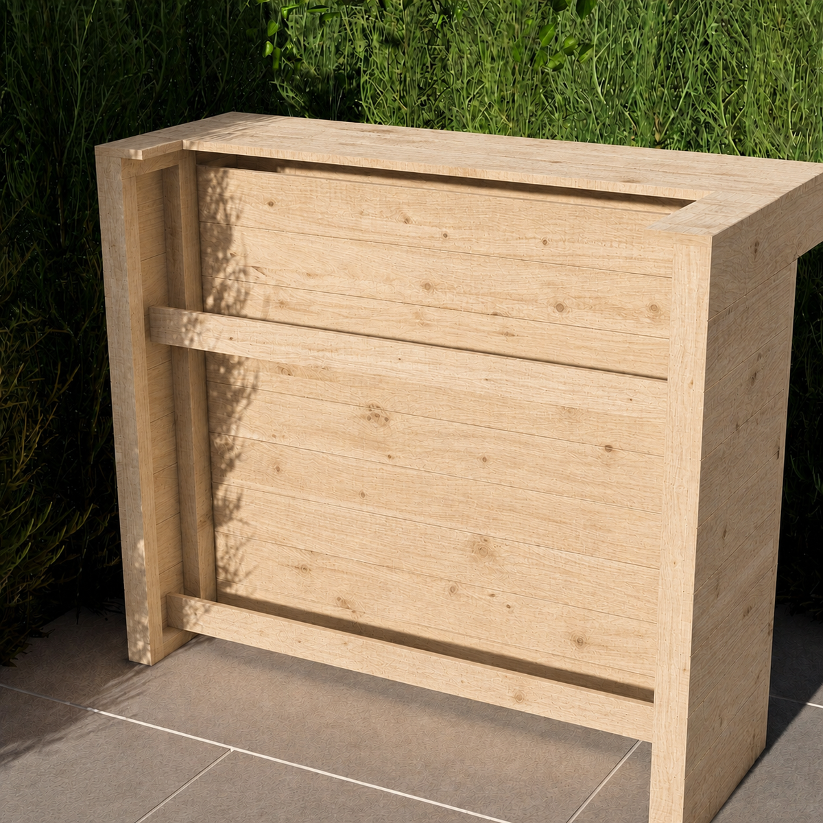 L-Shape Rustic Wooden Garden Bar – Handmade Reclaimed Timber Outdoor Bar