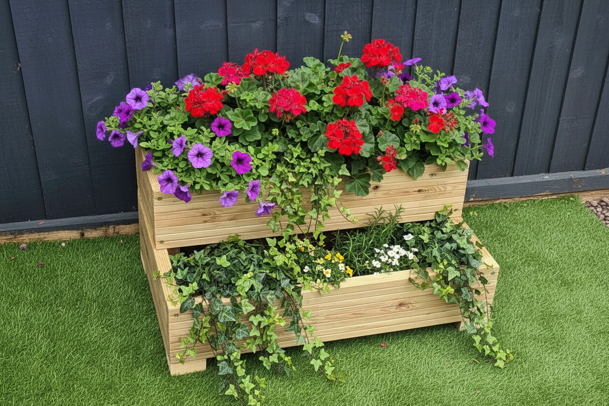 L-Shaped 2 Tier Decking planter