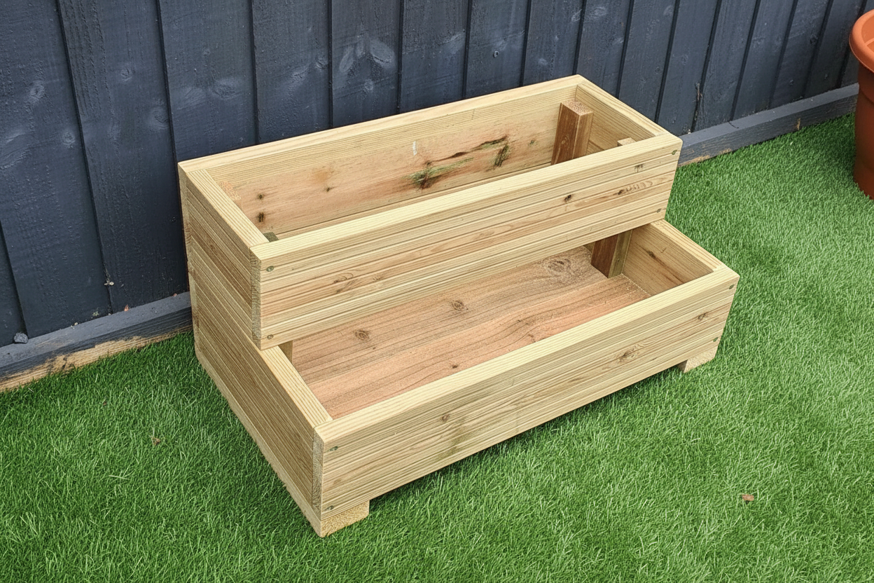 L-Shaped 2 Tier Decking planter