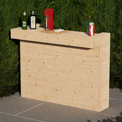 L-Shape Rustic Wooden Garden Bar – Handmade Reclaimed Timber Outdoor Bar