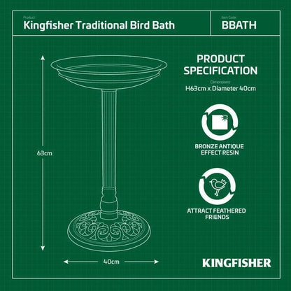Traditional Freestanding Weatherproof Bird Bath Garden Feeder