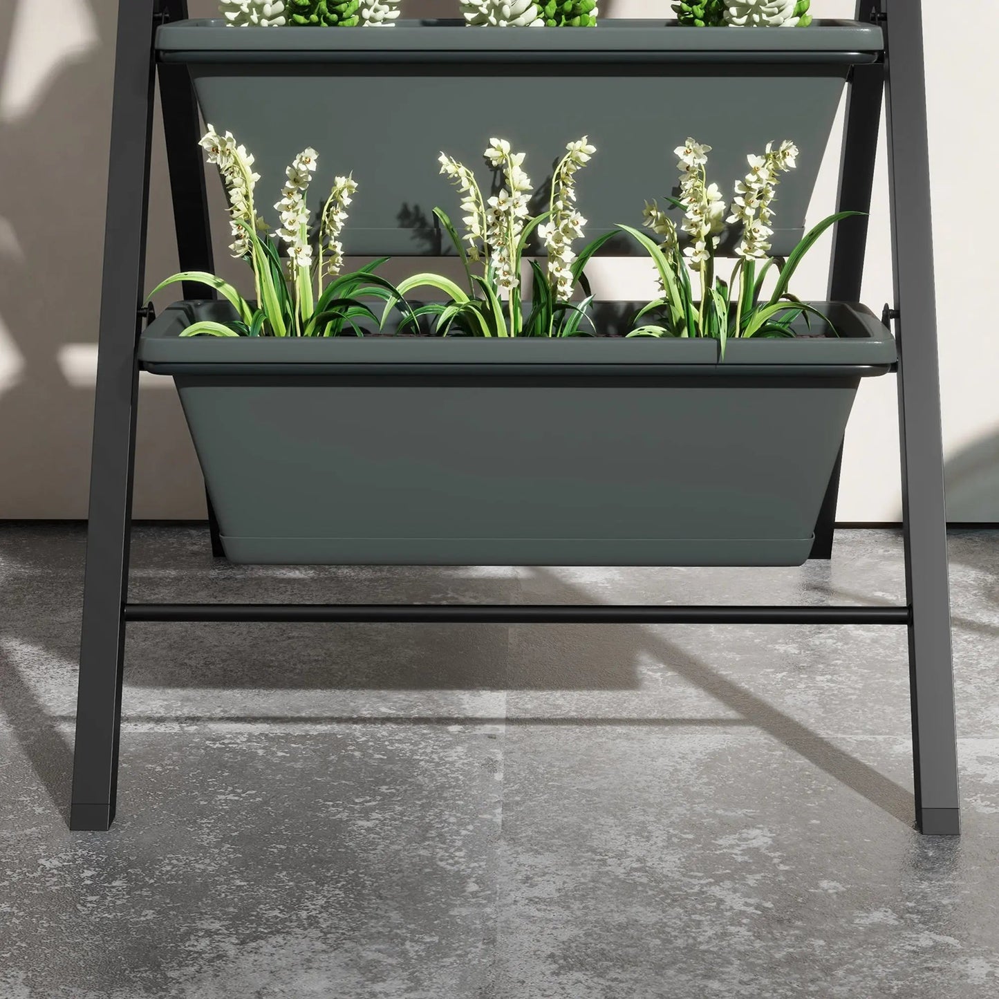 Outsunny 5-Tier Vertical Raised Garden Planter with 5 Container Boxes, Outdoor Plant Stand for Vegetable Flowers, Grey