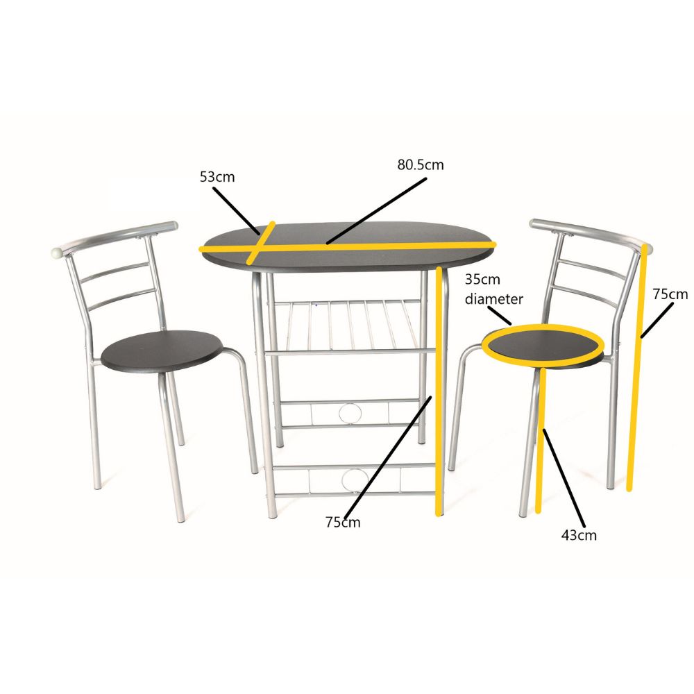 Stylish 2-Seater Compact Dining Set with Storage Shelf – Ideal for Small Spaces Dining