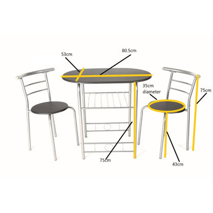 Stylish 2-Seater Compact Dining Set with Storage Shelf – Ideal for Small Spaces Dining