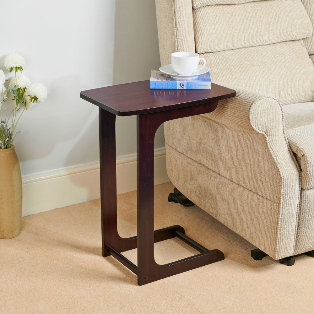 Compact C-Shaped Sofa Side Table in Mahogany or Oak – Stylish & Versatile Design Side Table Mahogany