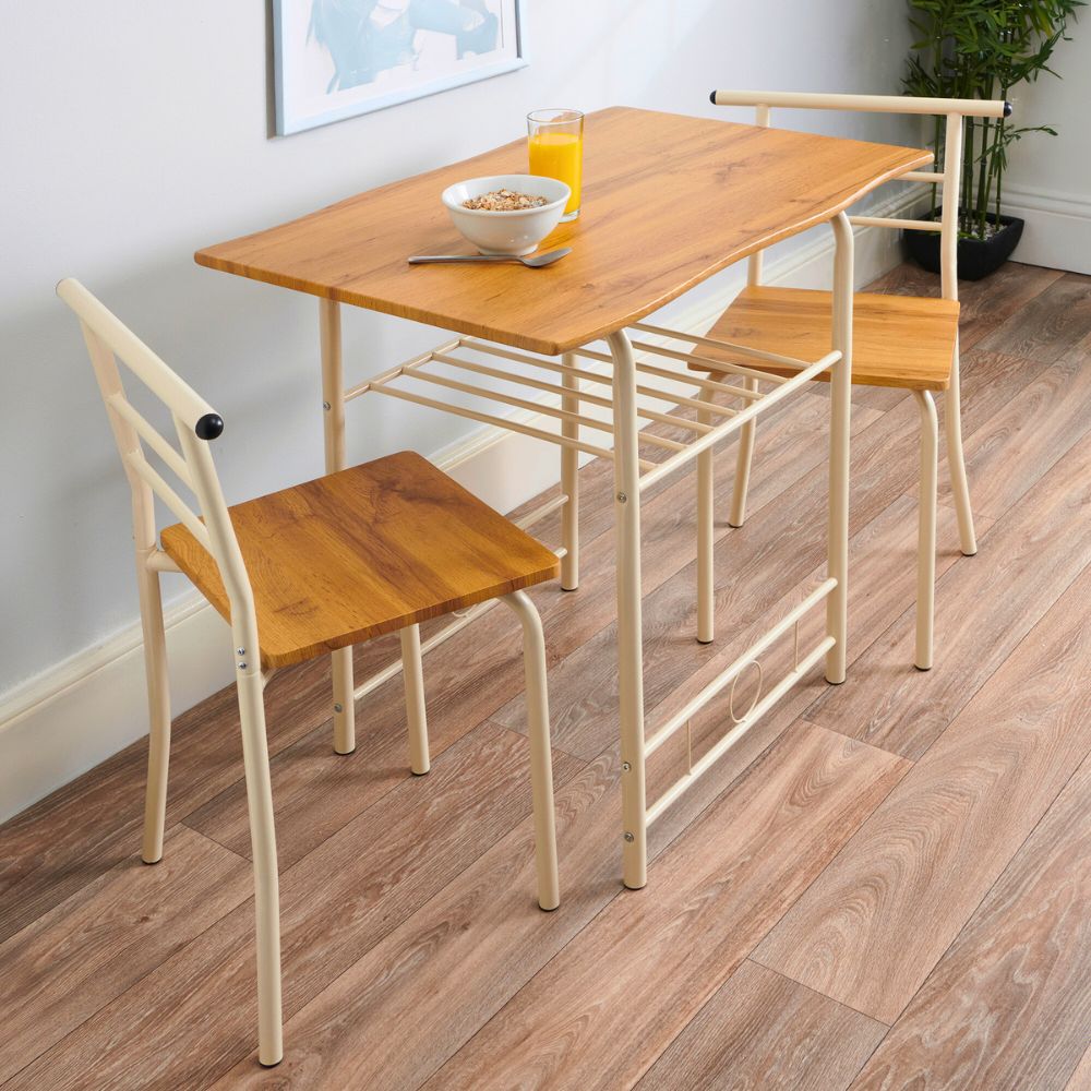 Greenhurst Live Edge Compact Dining Set Oak Top Black and Buttermilk Frame Dining