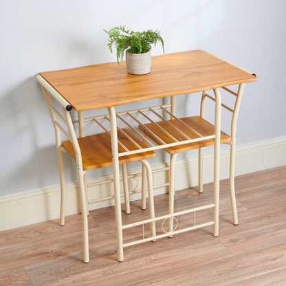 Greenhurst Live Edge Compact Dining Set Oak Top Black and Buttermilk Frame Dining