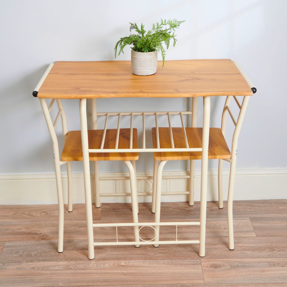 Greenhurst Live Edge Compact Dining Set Oak Top Black and Buttermilk Frame Dining Buttermilk