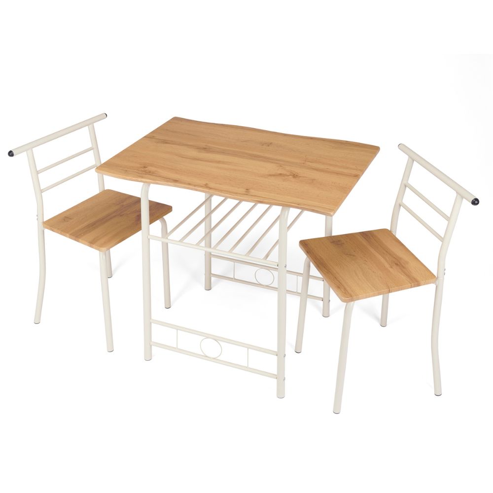 Greenhurst Live Edge Compact Dining Set Oak Top Black and Buttermilk Frame Dining