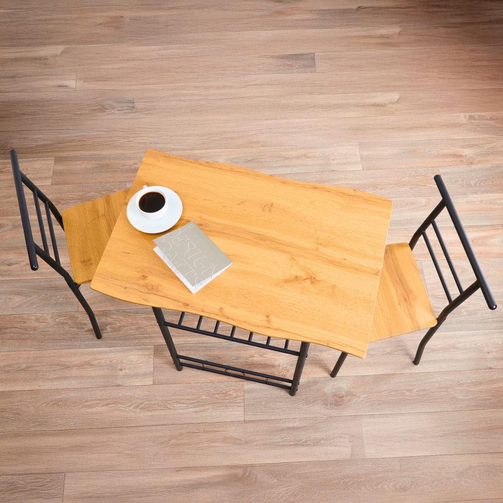 Greenhurst Live Edge Compact Dining Set Oak Top Black and Buttermilk Frame Dining