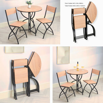 Folding Bistro Table and Chairs Set – Space-Saving Dining Solution for 2 Dining