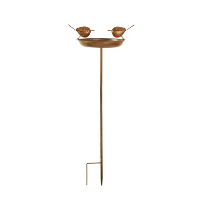 Robin Bird Bath & Feeder Stake for Garden Birds, Outdoor Wildlife & Patio Decor