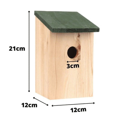 Wooden Bird Nesting Box 30mm Entrance Hole Garden Bird House