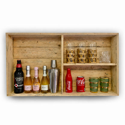 Rustic Wooden Bar Wall Mounted Shelving Unit