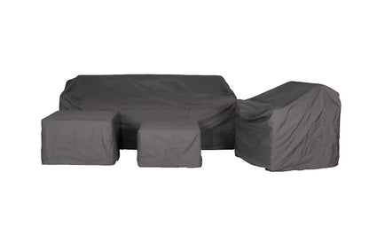 Marbella Grey 5-Seater Garden Sofa Set with Ottoman and Cover Bundle