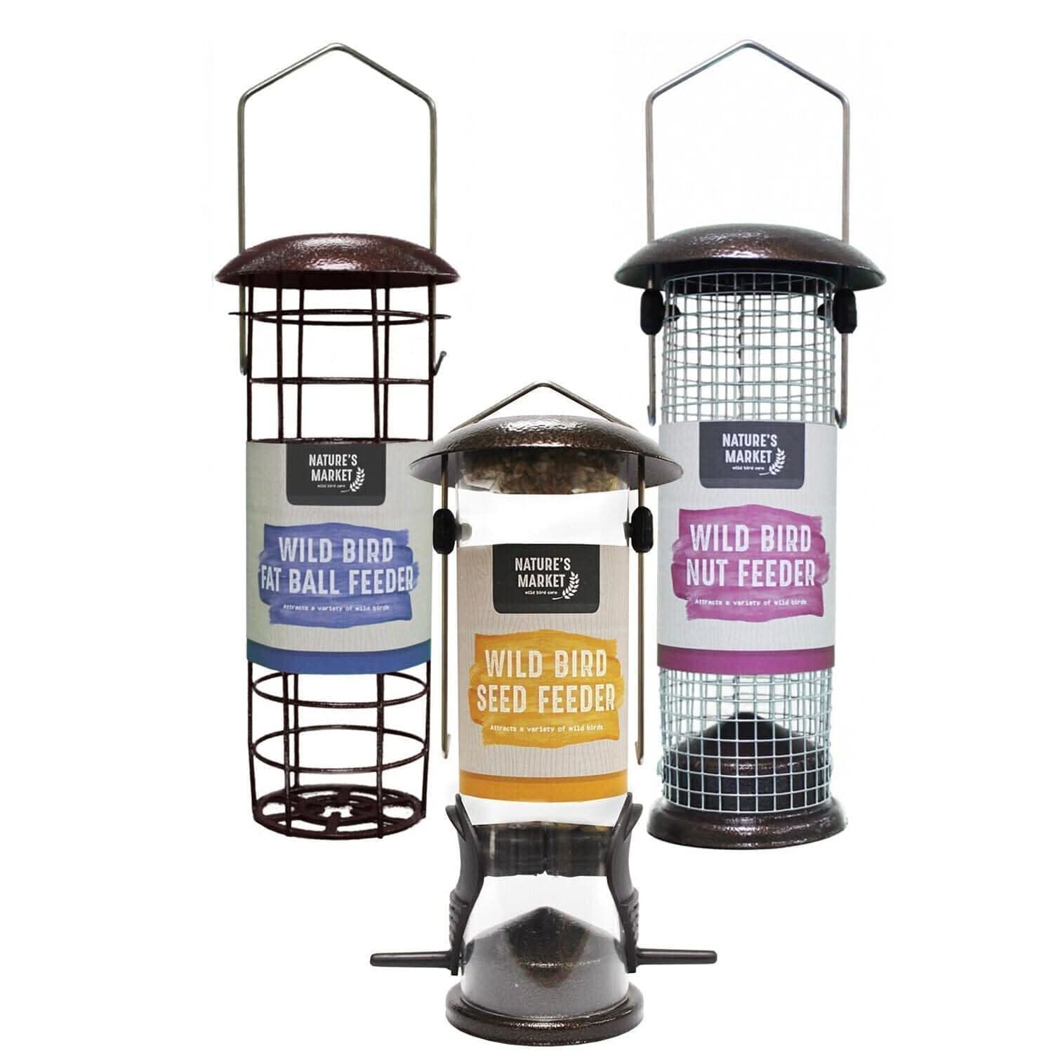 Set of 3 Metal Hanging Bird Feeders Bird Feeders