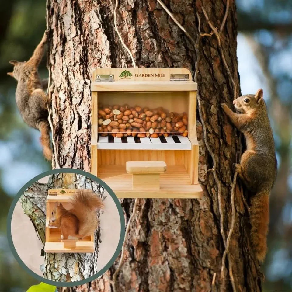 Hanging Wooden Bird Feeder Piano Novelty Feeding Station Wooden Bird Feeder