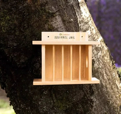 Hanging Wooden Bird Squirrel Feeder Wildlife Jail Feeding Station Bird Feeder