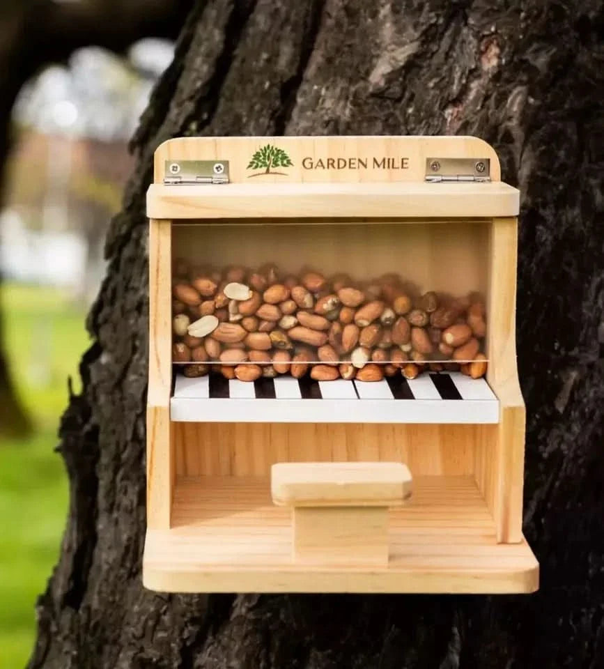 Wooden Piano Bird Feeder Hanging Novelty Feeding Station 17cm